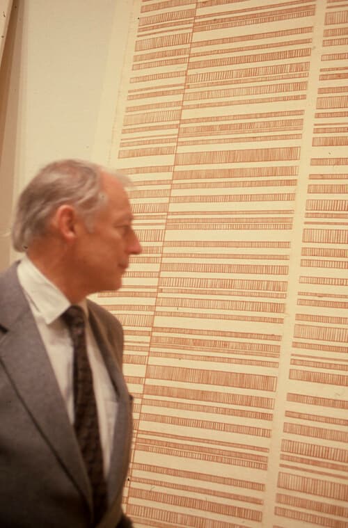 A work made of silk and cotton, plain weave; screen printed.