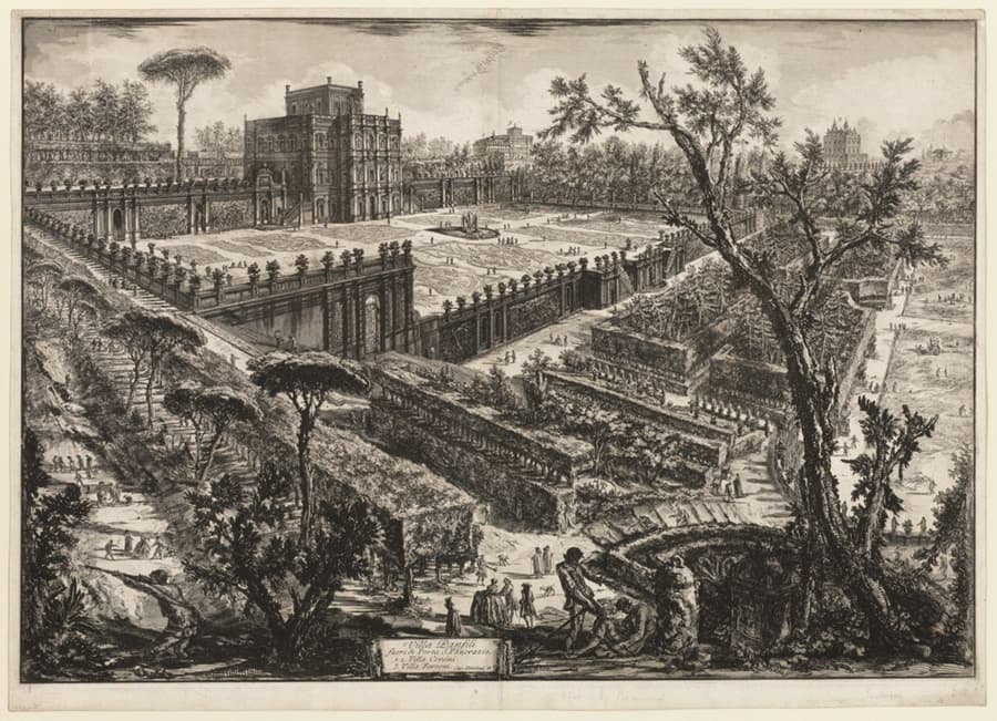 A work made of etching on heavy ivory laid paper.