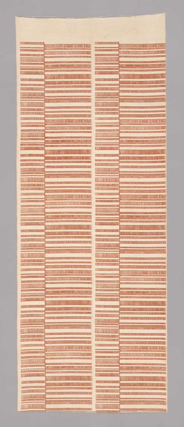 A work made of silk and cotton, plain weave; screen printed.