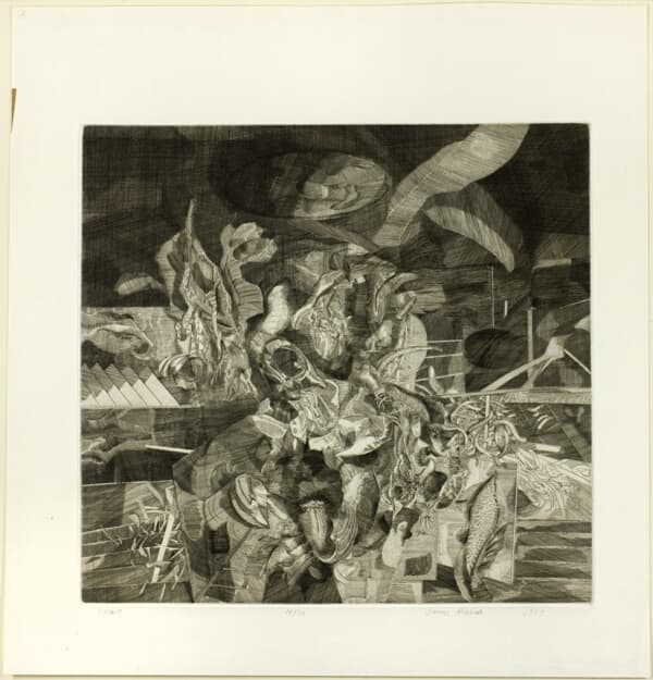 A work made of etching on white wove paper.